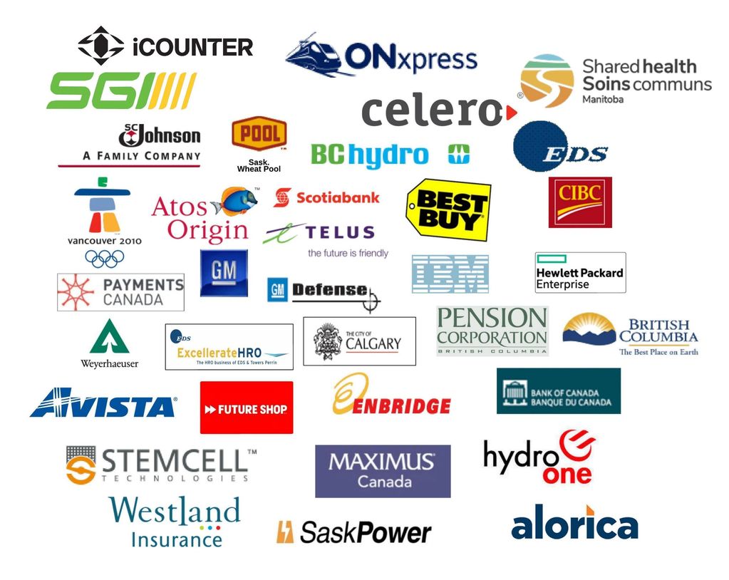 Collage of various Canadian company logos and organizations.