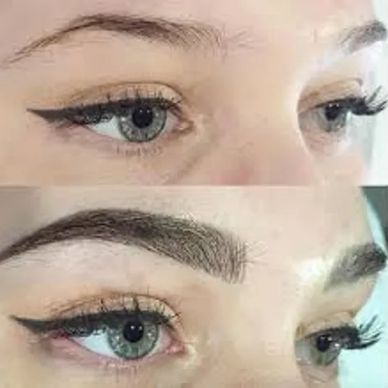 Side angle of lifted eyelashes
