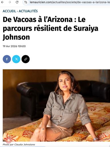 Suraiya Johnson's resilient journey from Vacoas to Arizona featured in a news article.