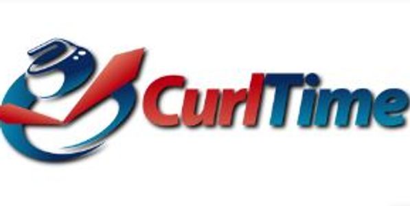 Logo with a stylized curling stone and 'CurlTime' text.