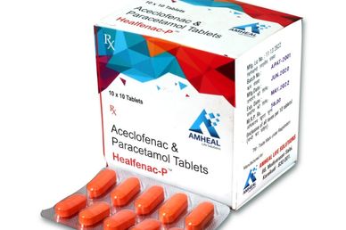 this image shows healfenac-p tablets box. it helps to a speedy recovery from pain.