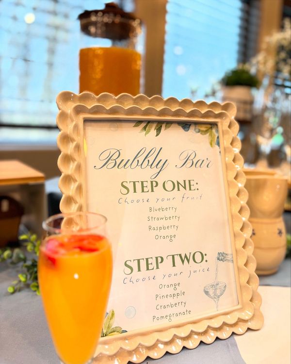 Picture of our description of our Bubbly Bar. 