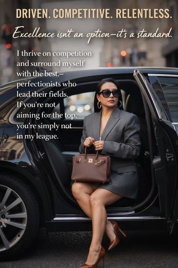 Confident woman in business attire stepping out of a car, symbolizing ambition and success.