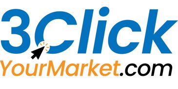 Logo for 3ClickYourMarket.com with a cursor clicking the letter C.