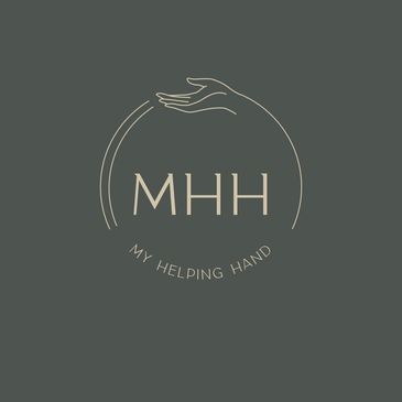 Elegant logo with a helping hand and MHH initials.