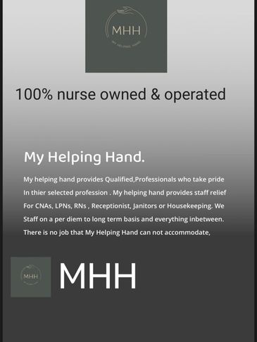 My Helping Hand offers nurse-owned professional staffing services for healthcare and support roles.
