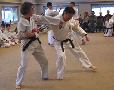 Black belts sparring