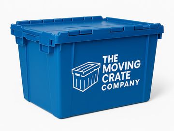 Single blue bin with logo