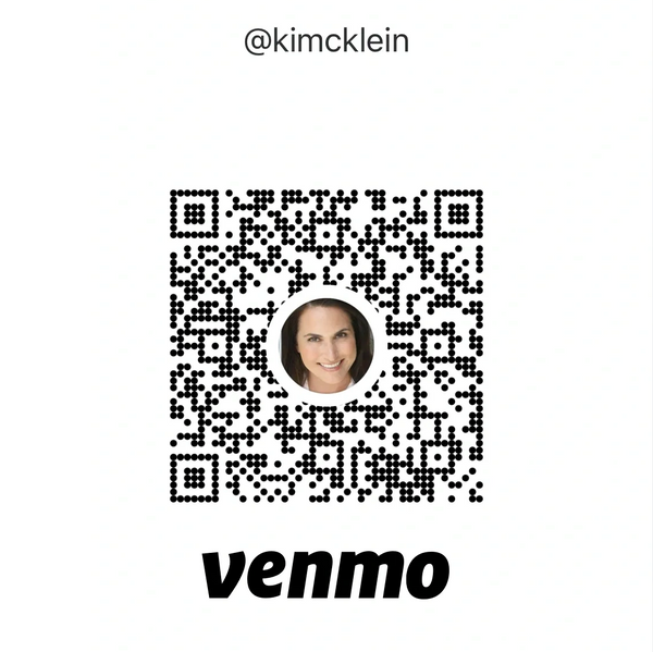 Venmo QR code for user @kimcklein with profile photo.