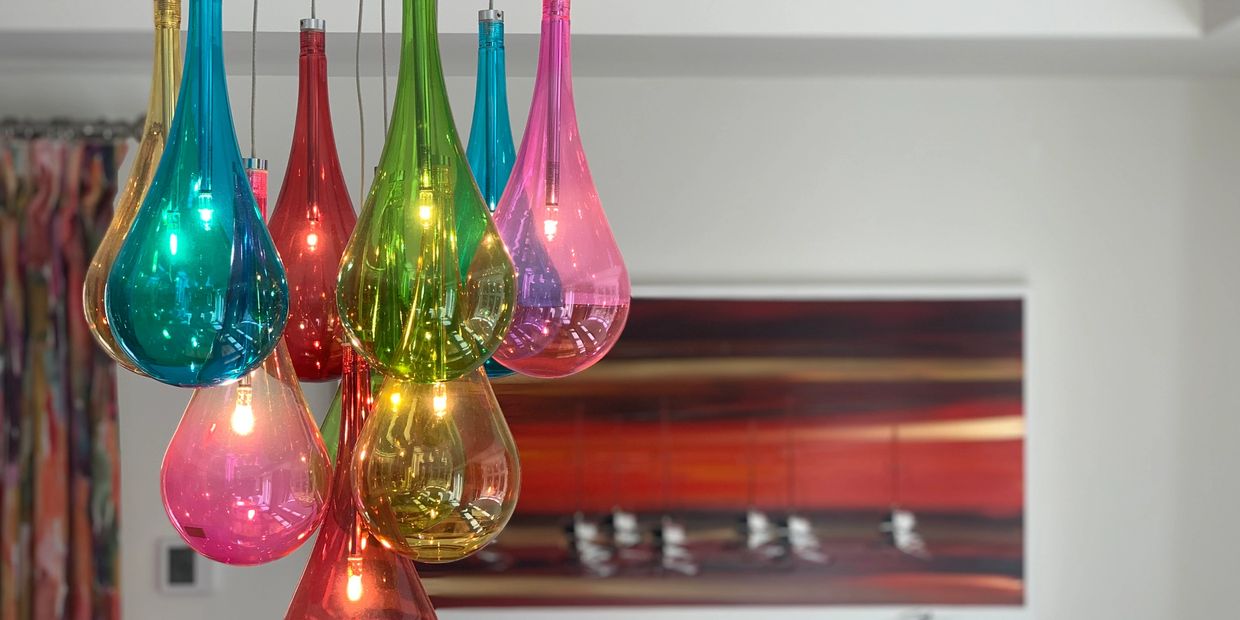 Fancy multi coloured light fittings