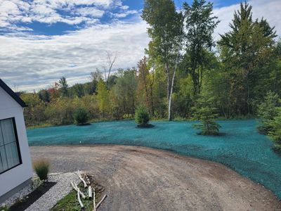 Hydroseeded lawn at a custom home