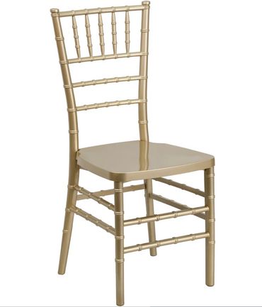 Gold bamboo-style chair with smooth seat.