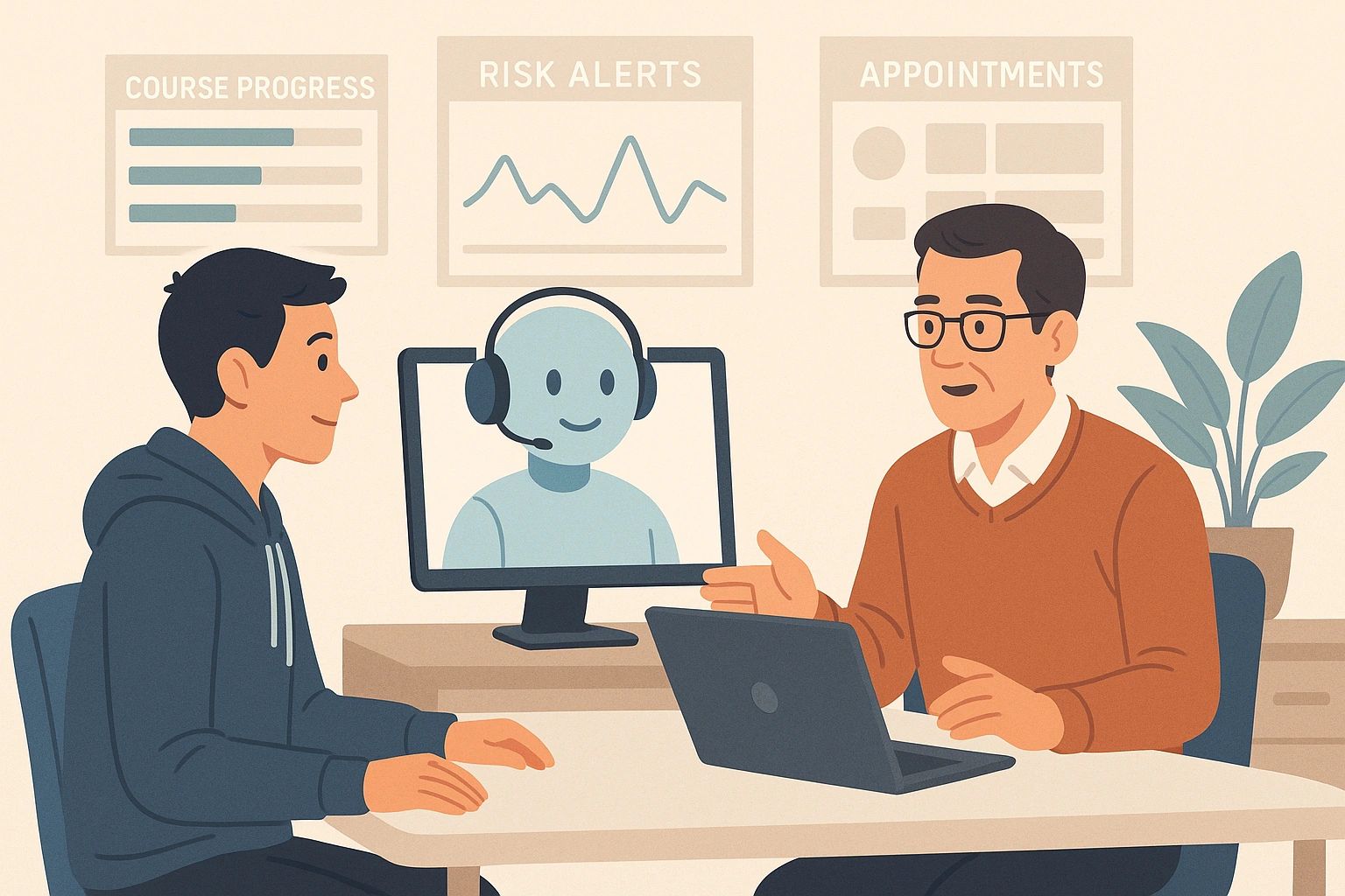 Illustration for the article AI in Academic Advising: Promise, Pitfalls, &amp; Practical Use Cases