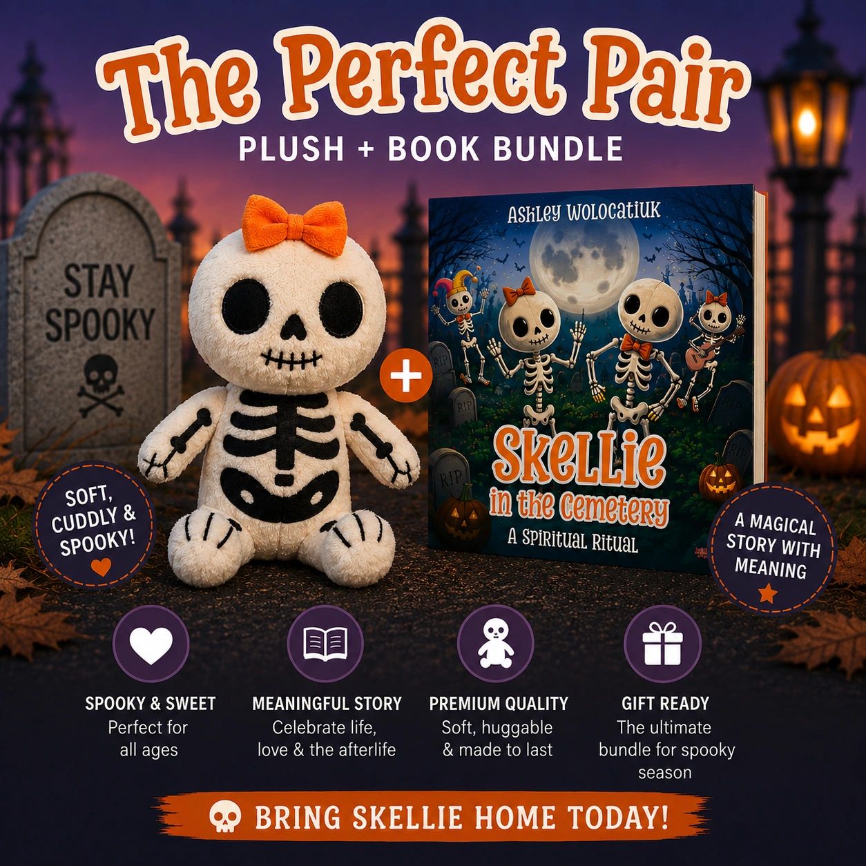 Bundle- SIGNED BOOK and FEMALE SKELLIE PLUSH