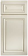 This elegant painted door is constructed from solid wood with applied molding. The creamy color is s