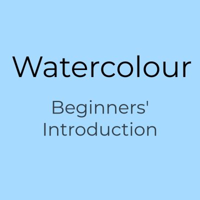 Text on blue background reading 'Watercolour Beginners' Introduction'.