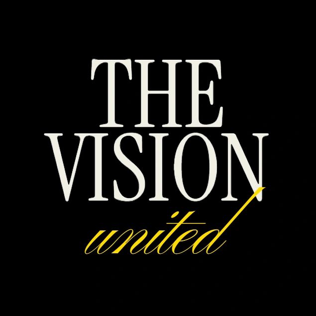 Logo with the words 'THE VISION united' on a black background.