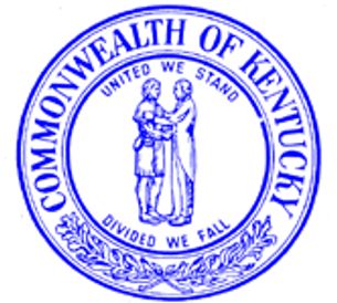 Seal of the Commonwealth of Kentucky in blue.