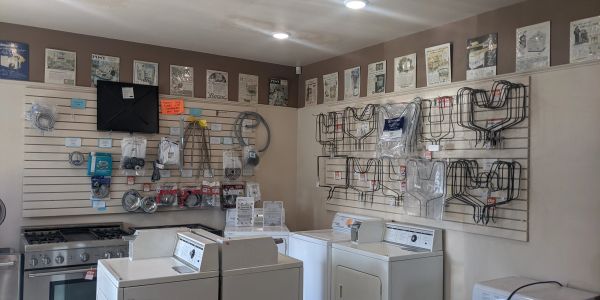 Our store front with appliances and parts for sale