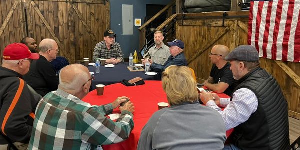 Group of veterans having coffee