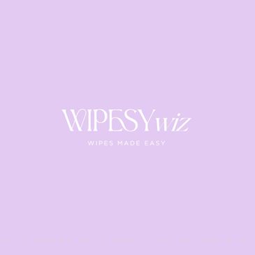 Logo of Wipesy Wiz with tagline 'Wipes Made Easy' on a lavender background.