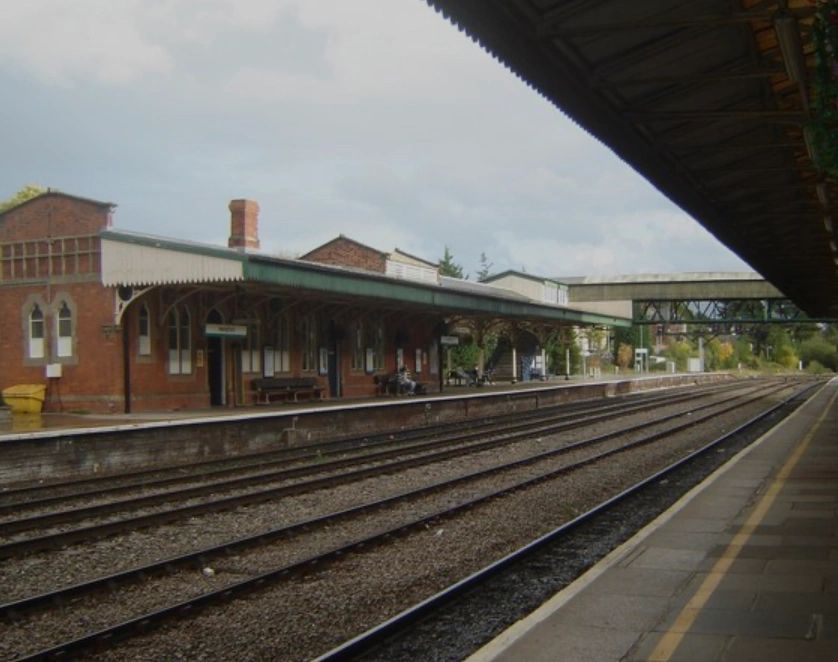 Hereford railway station platform.
