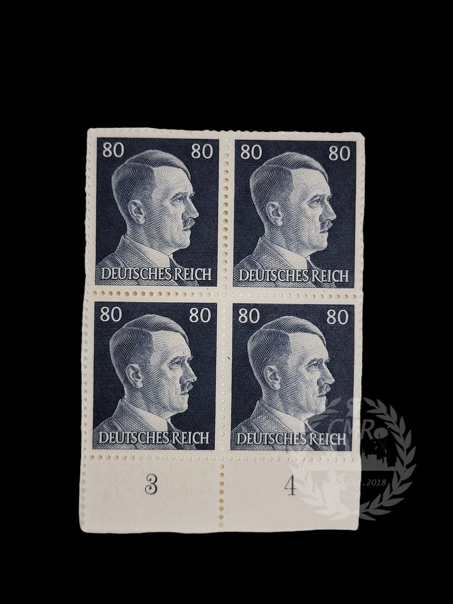 WWII German Sheet of 4 80pf Adolf Hitler Postage Stamps