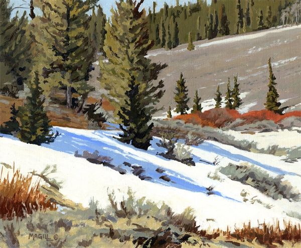 Winter Snow, oil painting , landscape wyoming