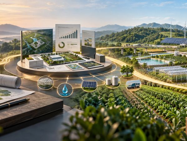 Futuristic smart agriculture integrates technology and sustainability.