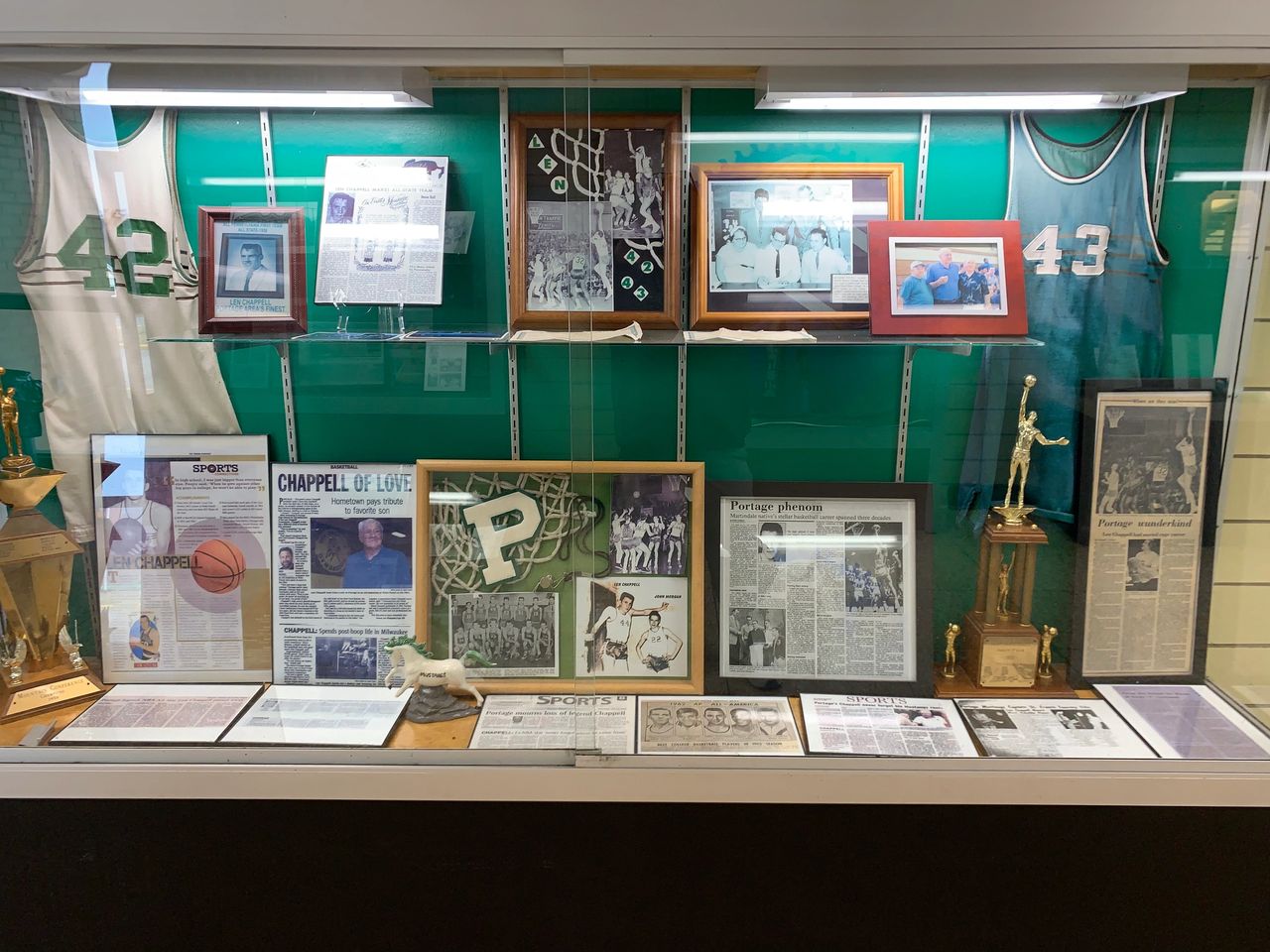 The lobby showcase with all of Chappell's keepsakes and paraphernalia. The lobby showcase with all of Chappell's keepsakes and paraphernalia.
