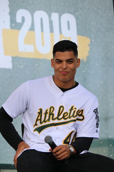 Oakland Athletics #44 Jesus Luzardo at the Oakland A's Fanfest 2019 hosted by Jack London Square