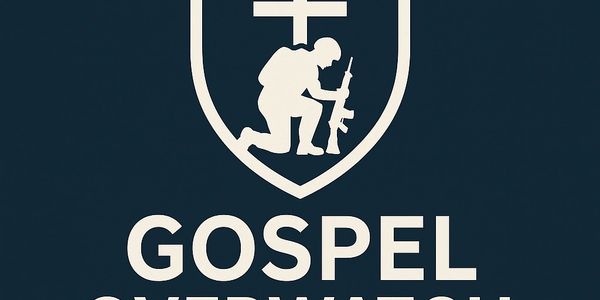 Logo of Gospel Overwatch featuring a soldier kneeling with a cross above.