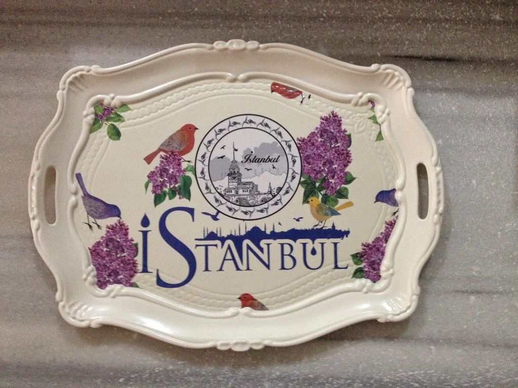 İstanbul Desen melamin süslü büyük tepsi. STONEMEL 54x40 cm Tepsi. Melamine Tray 54x40 cm STN3001.
