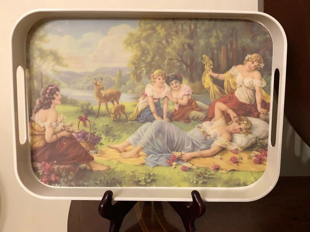 STONEMEL 34x24 cm Derin Küçük Kulplu Tepsi.Şık ve kullanışlı melamin tepsi.Melamine Tray.Cennet kızı