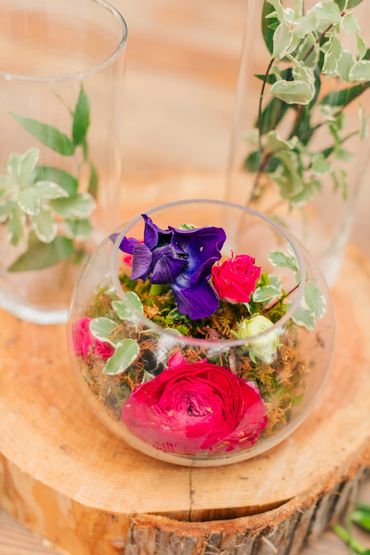 Bubble bowl floral centerpiece