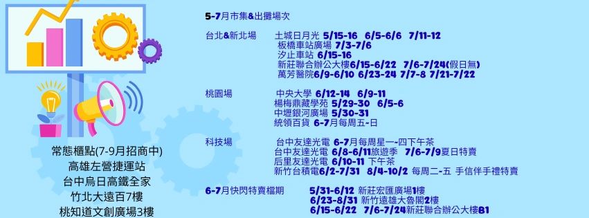 5-7月城市集與出攤場次時間表。