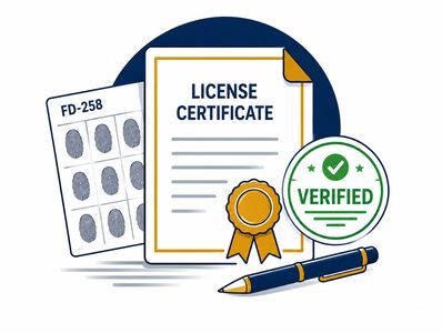 Walk-in FD-258 fingerprinting for professional licensing, certification, and credentialing.