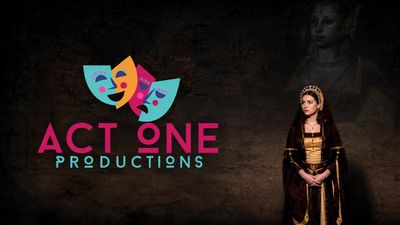 Logo of Act One Productions with a woman in historical costume.