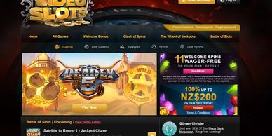 VideoSlots Casino homepage