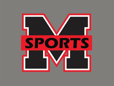 Bold black and red 'M Sports' logo on a gray background.