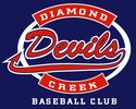 Logo of the Diamond Devils with red and white text on a dark background.