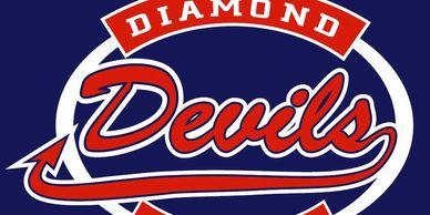 Logo of the Diamond Devils with red and white text on a dark background.