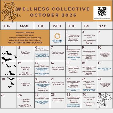 October 2026 wellness class schedule with yoga and Tai Chi.