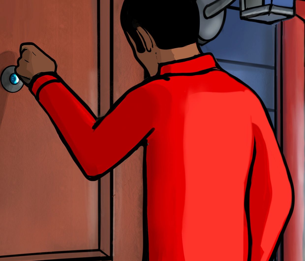 man knocking on a door 