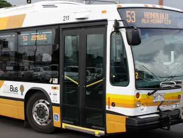 White and yellow "TheBus" in Honolulu.