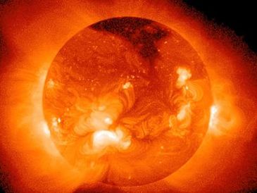Fiery image of the Sun's surface.