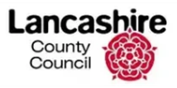 Lancashire County Council logo with rose emblem.