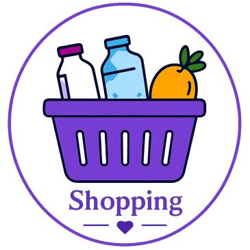 Shopping basket with bottles and an orange.