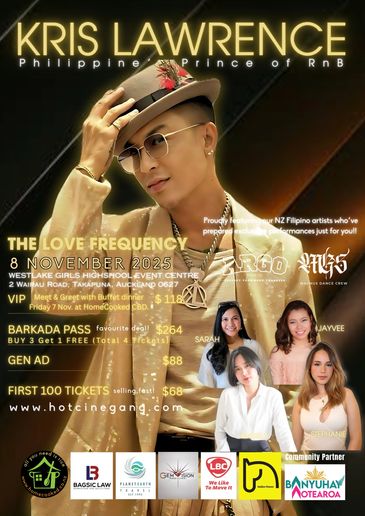 Promotional poster for Kris Lawrence concert in New Zealand, November 2025.