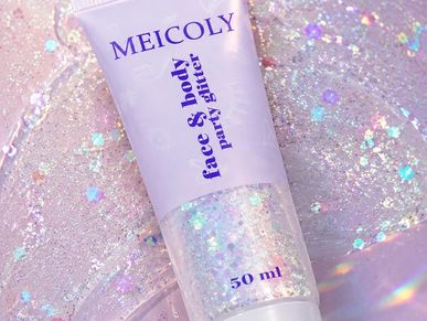Tube of Meicoly face and body glitter.